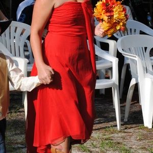 RED Hi-Lo Bridesmaid Dress